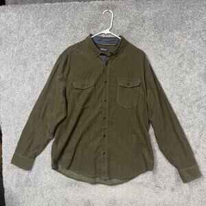 Jeremiah Shirt XL Green Corduroy Button Up Outdoor Workwear Cabincore Lumberjack